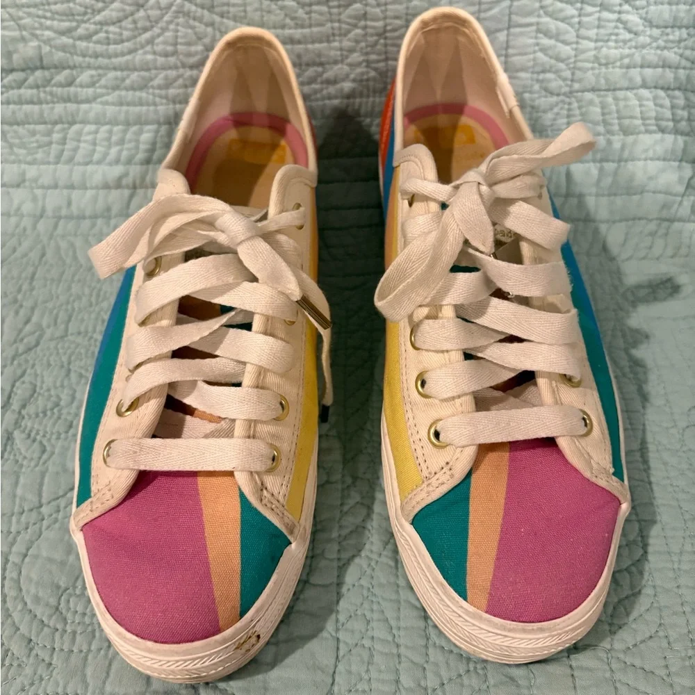 Keds X Kate Spade New York Triple Kick Multi-striped Canvas Sneakers Pre-owned 8